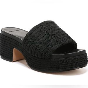 NEW Vince 9 Women's Margo Cord Slide Platform Sandal NIB Slip On Shoes Black